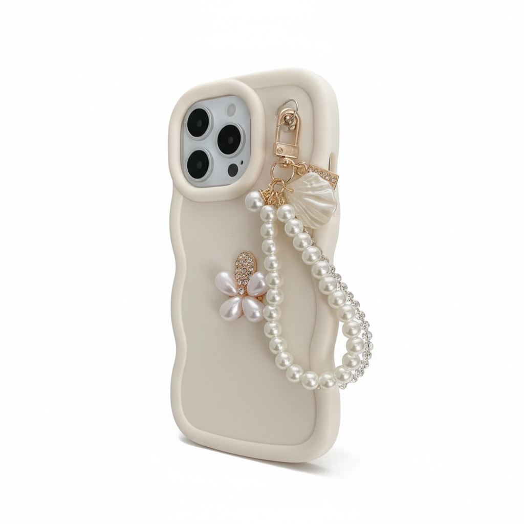 Etui Cream Pearl Chain (Soft-Touch)