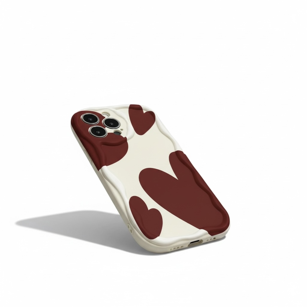 Etui Brown Hearts (Soft-Touch)