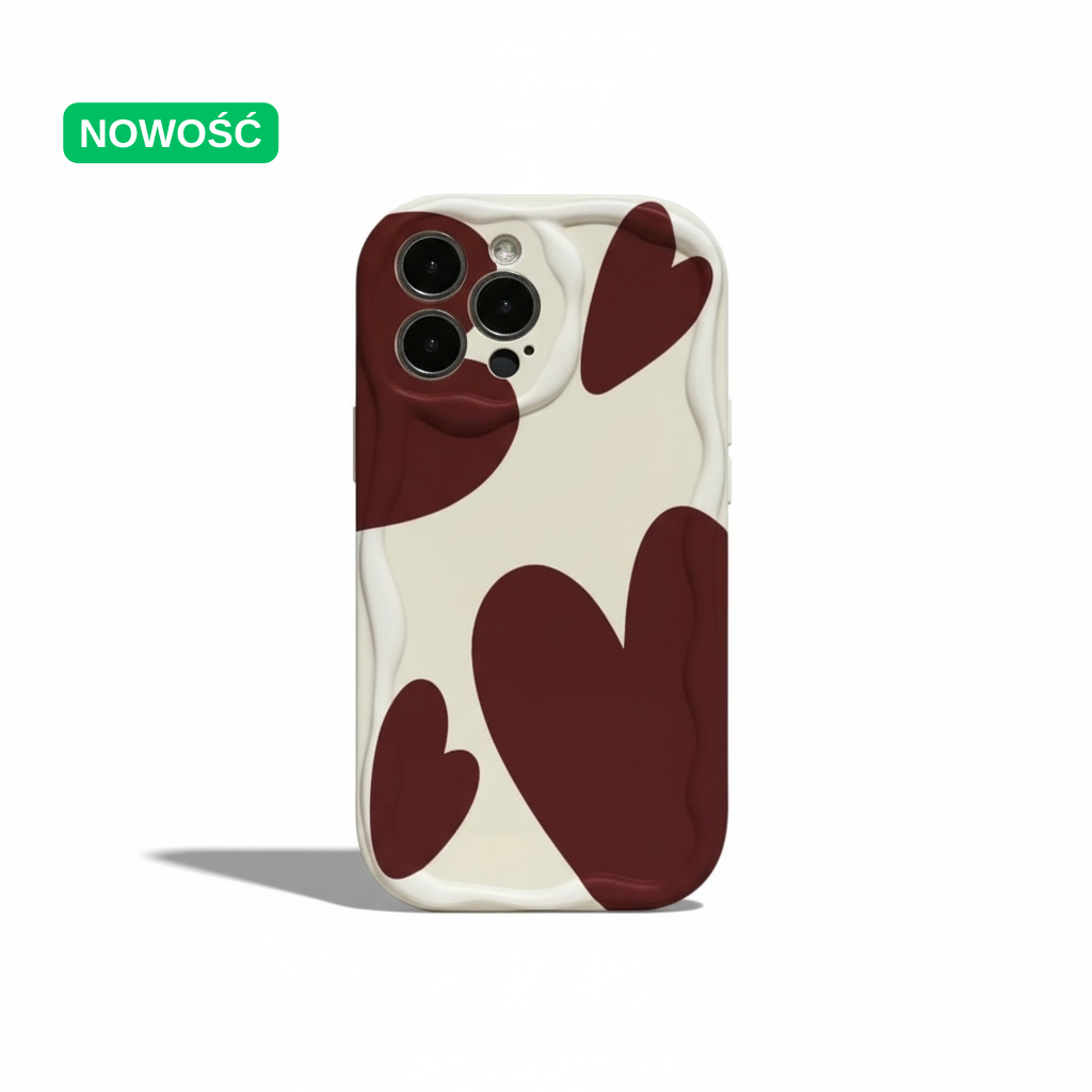 Etui Brown Hearts (Soft-Touch)